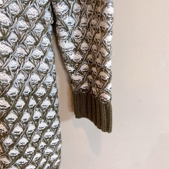 Alya sweater size small olive green and white textured knit waterfall cardigan - Picture 8 of 11